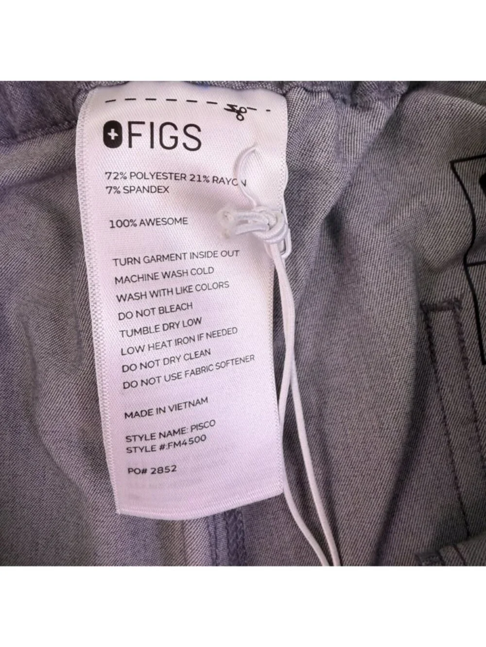 Figs Mens Gray Elastic Waist Drawstring Scrub Pants Technical Size M